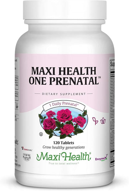 Maxi Health One Prenatal - Womens Prenatal Vitamins with Iron - Enhanced Absorption & Bioavailability - Daily Multivitamin for Women - Multi Vitamin & Mineral Supplement for Adults - 120 Capsules
