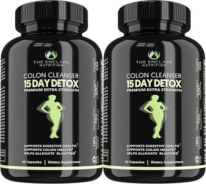 THE ENCLARE NUTRITION Colon Cleanse Fast-Acting Detox; Healthy Bowel Movement, Laxatives for Constipation Relief, Bloating, Probiotic, Fiber, Supports Regularity, Energy, Gut Immunity,Diet Pills (2)