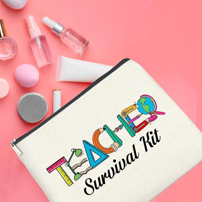 Teacher Survival Kit Makeup Bag Teacher Gifts for Women, Gifts for Teachers Zipper Makeup Pouch