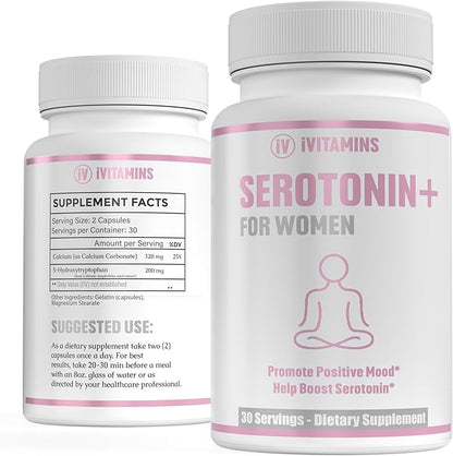 Serotonin Supplements for Women - Supports Healthy Serotonin Levels, Improves Mood, & More - Serotonin Supplement - Mood Support Supplement - Mood Support Supplements Women - 5 HTP - 1 fl oz