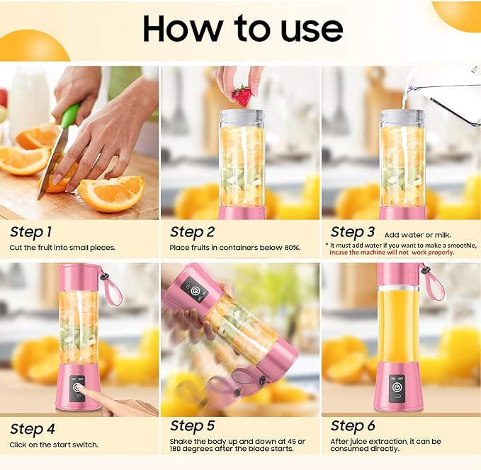 Portable Personal Size Mini Blender - 2025 Upgraded Cordless Blender for Smoothies & Shakes, Type-C Rechargeable, 380Ml Traveling BAP Free Juicer Cup for Sports/Travel/Home, 20000Rpm/Min Speed