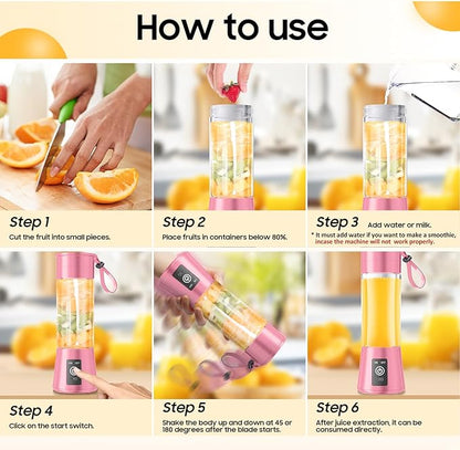 Portable Personal Size Mini Blender - 2025 Upgraded Cordless Blender for Smoothies & Shakes, Type-C Rechargeable, 380Ml Traveling BAP Free Juicer Cup for Sports/Travel/Home, 20000Rpm/Min Speed