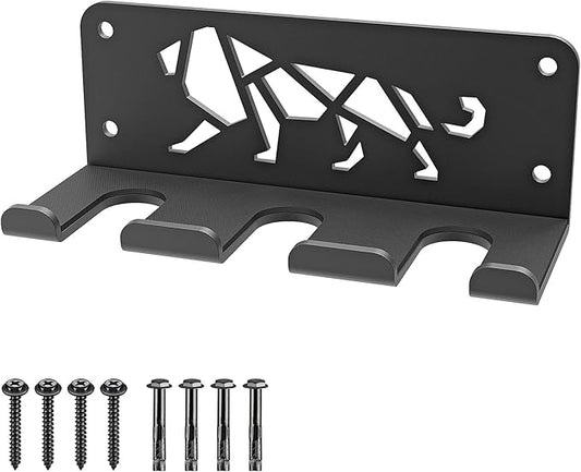 Kipika Versatile Wall Mounted Barbell Holder with Hooks Storage Rack for Barbell Bars Holds Under 33mm Bar Size and Fitness Accessories Space-Efficient Gym Organization for Home & Commercial Use