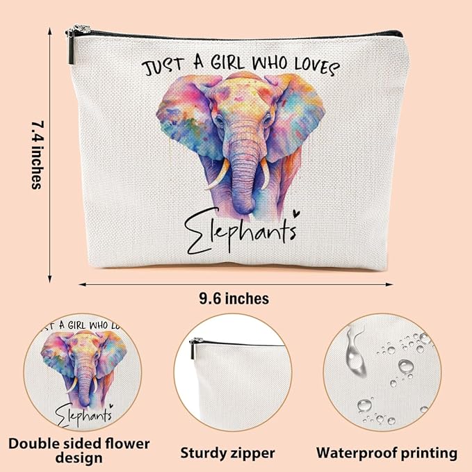 Elephant Gifts for Women Makeup Bag, Elephant Stuff Cosmetic Bag Travel Organizer Bags, Elephants Lovers Makeup Pouch, Christmas Birthday Animal Lovers Gifts for Women Girls Friends Daughter