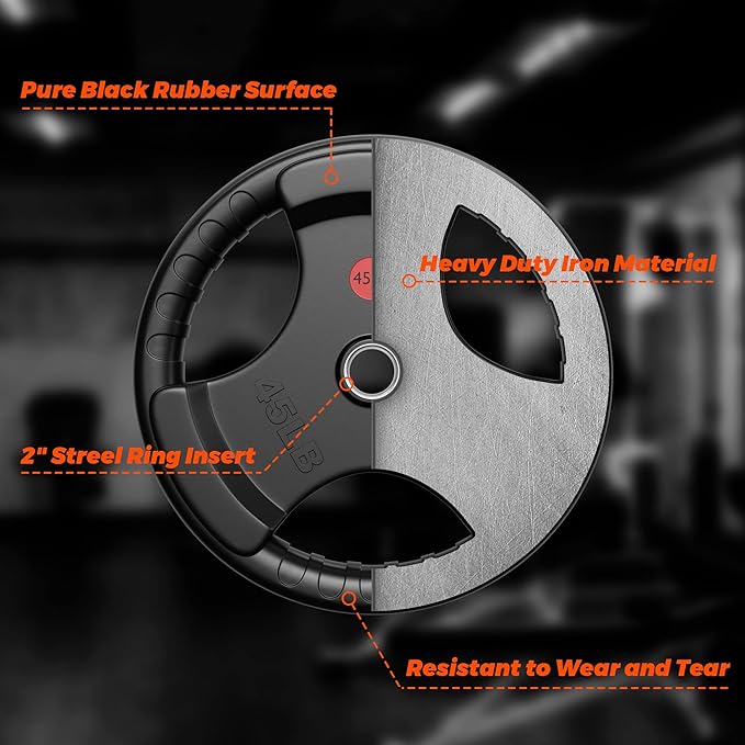 XDDIAS Rubber Weight Plates 2-Inch Olympic Grip Plate 10LB-45LB