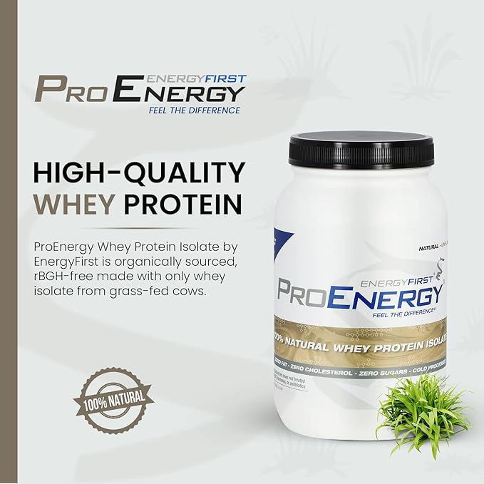 EnergyFirst Natural Grass Fed Whey Protein Isolate Powder, Unflavored Protein Powder, ProEnergy Protein Shake for Meal Replacement & Post Workout Recovery, Non-GMO, Sugar & Gluten Free 36 Servings