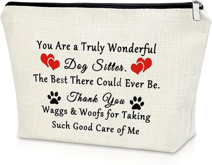 Pet Sitter Appreciation Travel Makeup Bags Cosmetic Organizer Bag Animal Trainer Thank You Gift Dog Lover Gifts for Girls Dog Sitter Christmas Birthday Present
