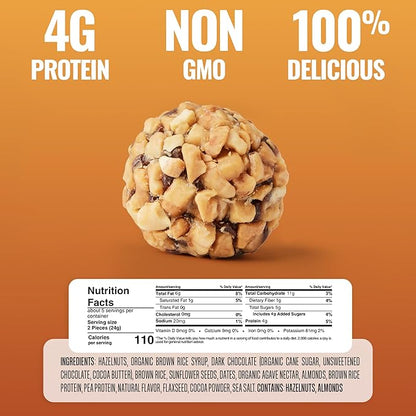 The Gluten Free Brothers Dark Chocolate Hazelnut Bites - Grain Free Protein Balls – Non GMO, Soy Free, Vegan – Paleo Friendly Snack Size Plant Based Protein Energy Balls, 4 oz (6 Count)