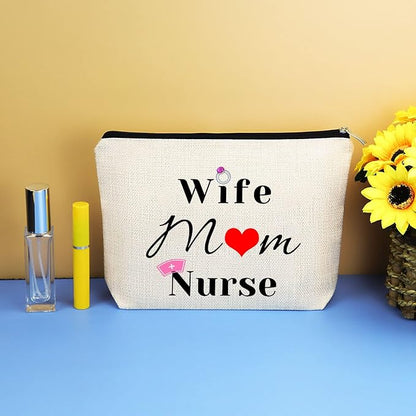 Nurse Gifts for Women Wife Mom Nurse Makeup Bag Nurses Day Gift Cosmetic Bag Thanksgiving Day Christmas Birthday Gift for Nurse Practitioner Mother's Day Gift Toiletry Bag Pouch
