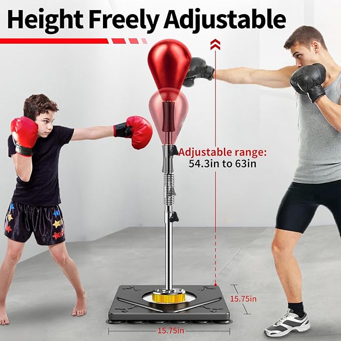 Punching Bag for Adults and Kids - Height Adjustable Suction Cup Base Boxing Bag with Stand, Boxing Equipment Fitness, Reflex Bag Speed Bag for Training
