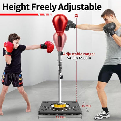 Punching Bag for Adults and Kids - Height Adjustable Suction Cup Base Boxing Bag with Stand, Boxing Equipment Fitness, Reflex Bag Speed Bag for Training