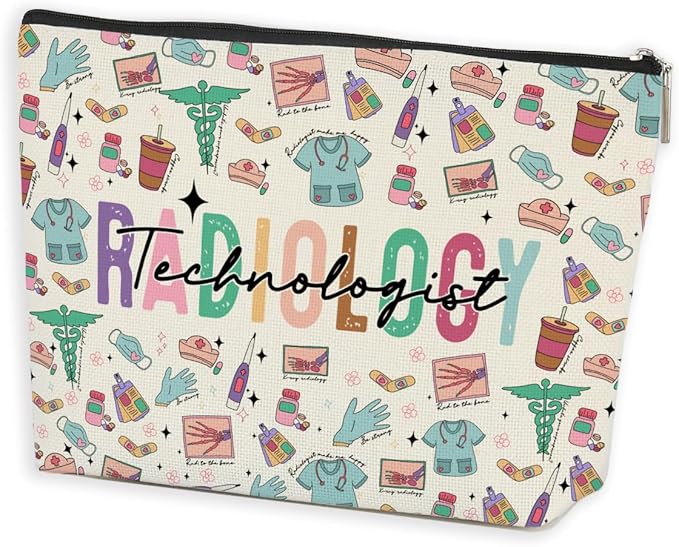 Radiology Technologist Gifts Rad Tech Makeup Bag Cosmetic Bag X-ray Tech Gift Radiologic Technologist Gift Nurse Day Birthday Appreciation Gifts for Women Radiologist Technician Makeup Zipper Pouch