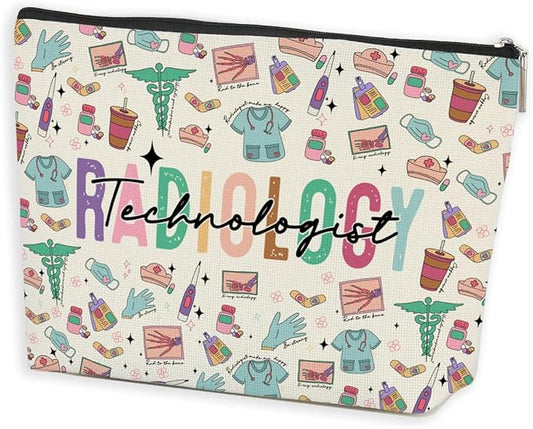 Radiology Technologist Gifts Rad Tech Makeup Bag Cosmetic Bag X-ray Tech Gift Radiologic Technologist Gift Nurse Day Birthday Appreciation Gifts for Women Radiologist Technician Makeup Zipper Pouch