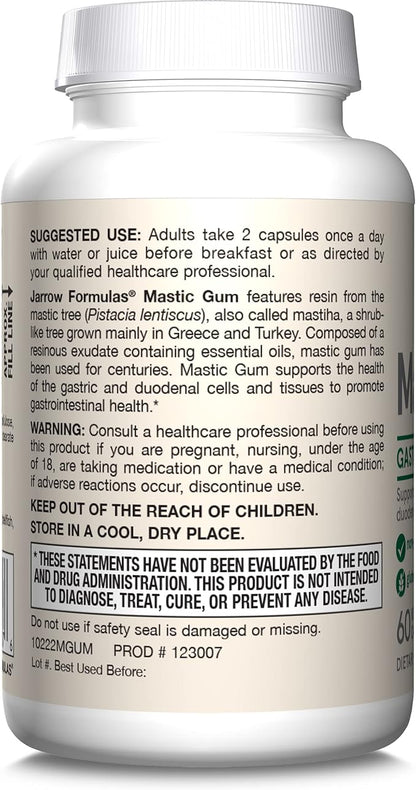 Jarrow Formulas Mastic Gum 1000 mg, Dietary Supplement for Gastrointestinal Health Support, 60 Veggie Capsules, 30 Day Supply, (Pack of 12)