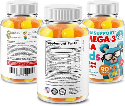 DR. MORITZ Kids Magnesium and Kids Omega 3 Gummies Bundle - Includes Low Sugar Calm Magnesium Gummies for Kids (120 Count, 2 Pack) and Vegetarian Omega 3 Gummies for Kids (90 Count), No Fish Oil