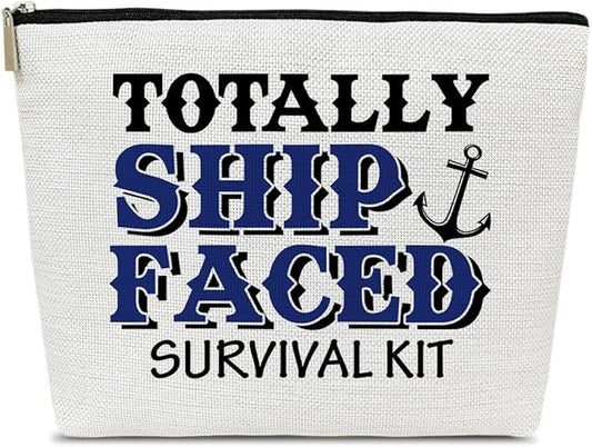Funny Cruise Makeup Gift Bag, Toiletry Survival Kit Travel Cosmetic Bags With Zipper Travel Organizer For Women Girl Mom Sister Friend, Cruise Lover Summer Vacation Gifts