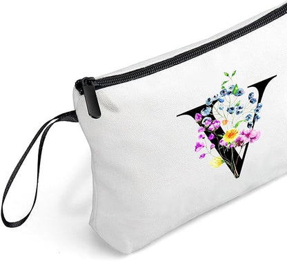 SEAMOON Mom Birthday Thank You Appreciation Gifts for Women Aunt Teacher Coworkers Bride Bridesmaid Monogrammed Travel Makeup Cosmetic Bag with Mirror Valentines Mothers Day Christmas Graduation V