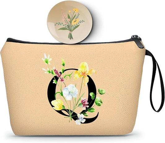 SEAMOON Birthday Thank You Appreciation Monogrammed Gifts for Mom Aunt Teacher Sister Friend Coworkers Bride Bridesmaid Makeup Cosmetic Bag with Mirror Mothers Day Christmas Graduation Q