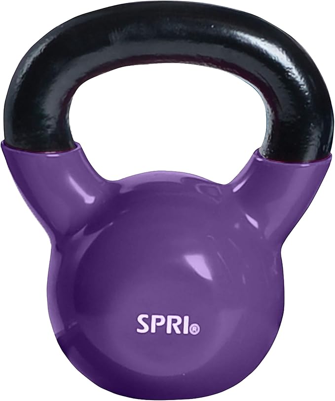 SPRI Kettlebell Weights Deluxe Cast Iron Vinyl Coated