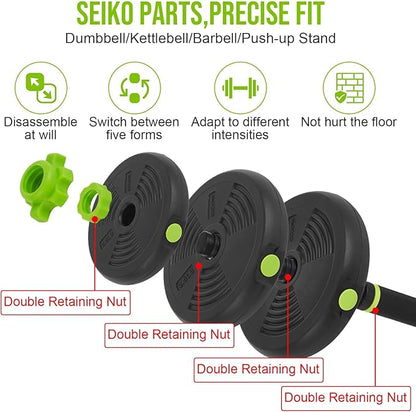 4-In-1 Adjustable Dumbbell Weights, Adjustable Dumbbell Set Used As Dumbbells, Barbells, Kettlebells and Push-Up for Home Gym, Round Head