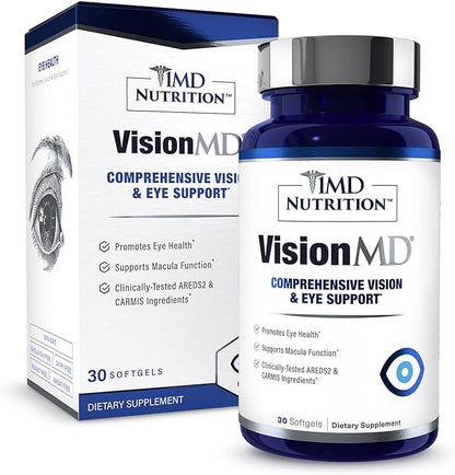 1MD Nutrition VisionMD Eye Vitamin CARMIS - Eye Supplement for Adults - with OptiLut Lutein & Zeaxanthin - Supports Vision Health Care, Everyday Eye Strain, & Occasional Dry Eye - 30 Softgels