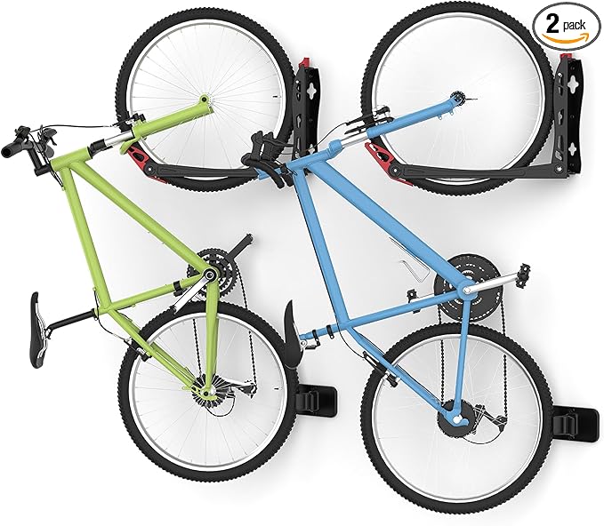 BIKEPAL No Lifting Wall Mount Swivel Bike Rack, Vertical Bike Wall Hangers for Garage Space Saving Bike Storage Solution(2 Pack)