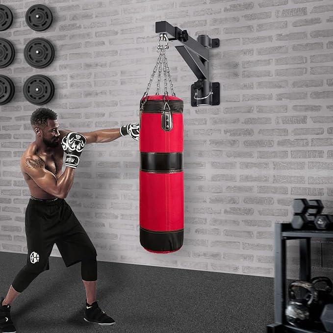 Kipika Heavy Bag Hanger Wall Mount Punching, Rotatable Heavy Duty Boxing Bag Bracket for Home Gym Indoor, Adjustable Length for Kickboxing Bag, Muay Thai Bag,Speed Bag