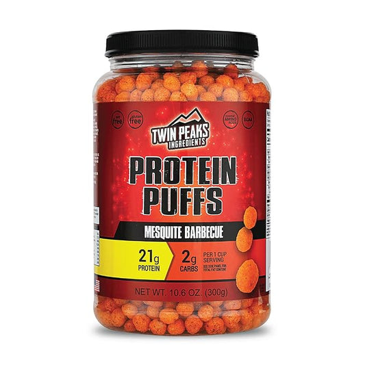 Twin Peaks Low Carb, Keto Friendly Protein Puffs, Mesquite Barbecue (300g, 21g Protein, 2g Carbs)