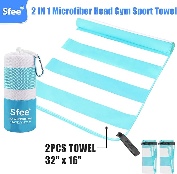 Sfee 2 in 1 Microfiber Travel Towel 32''x16'')