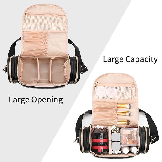Ethereal Large Makeup Bag, Travel Makeup Bag Large Capacity Toiletry Bag with Shoulder Strap for Cosmetics Makeup Brushes Organizer