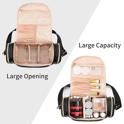 Ethereal Large Makeup Bag, Travel Makeup Bag Large Capacity Toiletry Bag with Shoulder Strap for Cosmetics Makeup Brushes Organizer