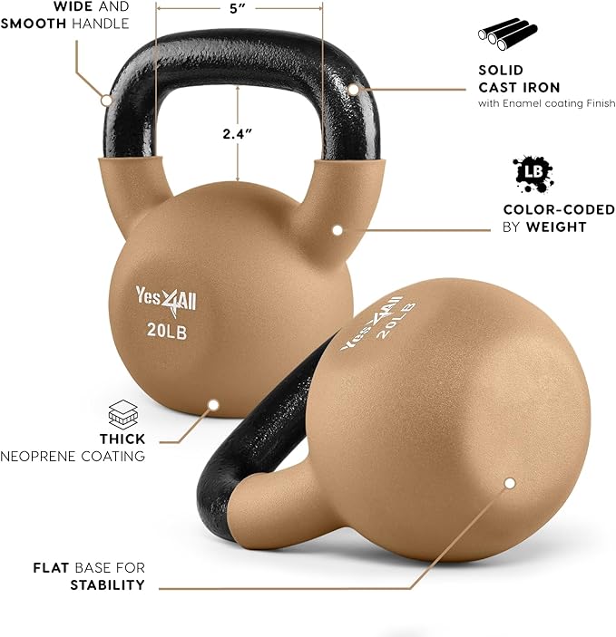 Yes4All Neoprene Coated/Adjustable Kettlebell & Kettlebell Sets -