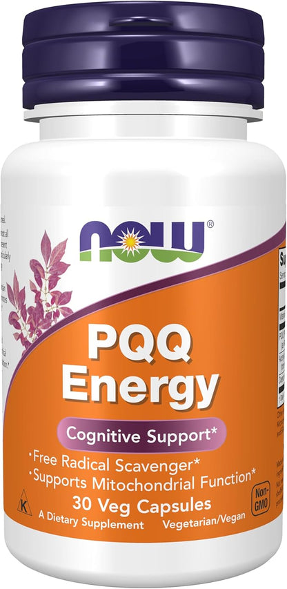 NOW Foods Supplements, PQQ Energy, Free Radical Scavenger*, Cognitive Support*, 30 Veg Capsules