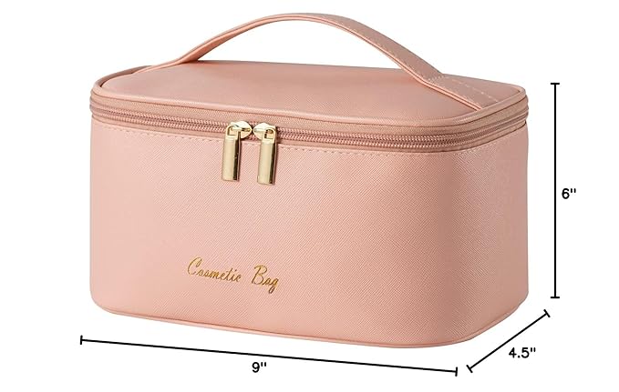 KITENROM Preppy Makeup Bag Small Cosmetic Bags for Women Little Pouch Toiletry Organizer Case(Root Pink)