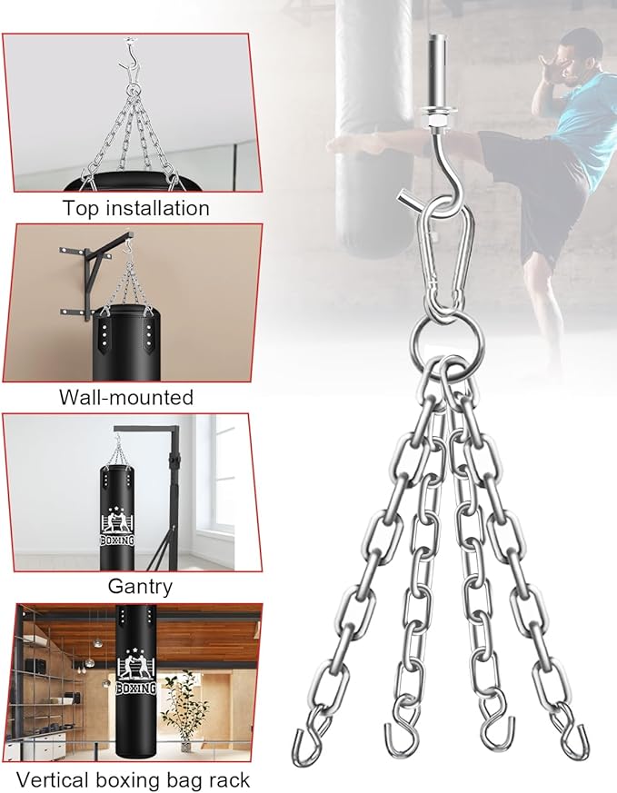 Punching Bag for Adults, 4FT PU Heavy Boxing Bags with Chain Ceiling Hook, Hanging Boxing Bag for Kickboxing Muay Thai Karate Judo Taekwondo Home Gym Training, Unfilled