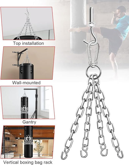 Punching Bag for Adults, 4FT PU Heavy Boxing Bags with Chain Ceiling Hook, Hanging Boxing Bag for Kickboxing Muay Thai Karate Judo Taekwondo Home Gym Training, Unfilled