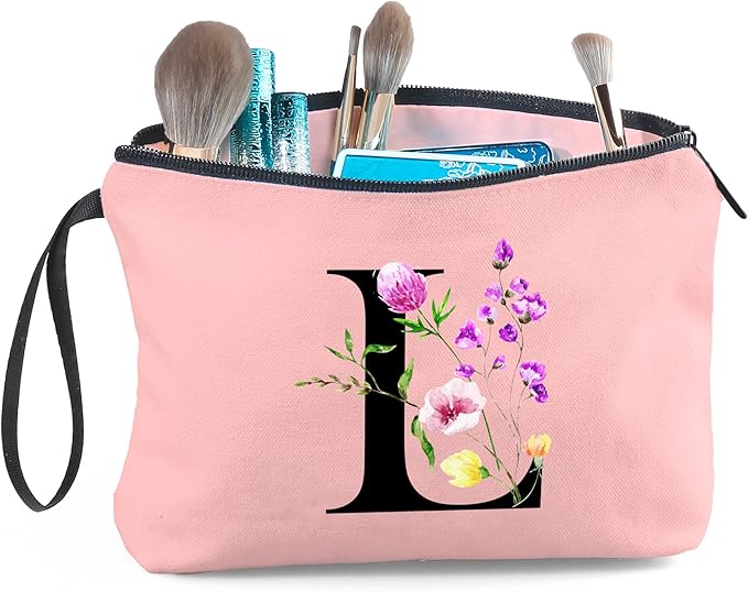 SEAMOON Happy Birthday Friendship Bridesmaid Team Gifts for Employees Women Mom Aunt Daughter Teenage Girl Personalized Make up Cosmetic Bag Travel with Mirror Mothers Day Christmas Graduation L