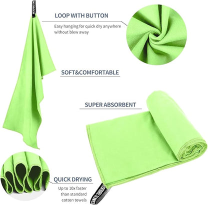 Microfiber Travel Towel (XS:12"×24" -Green)