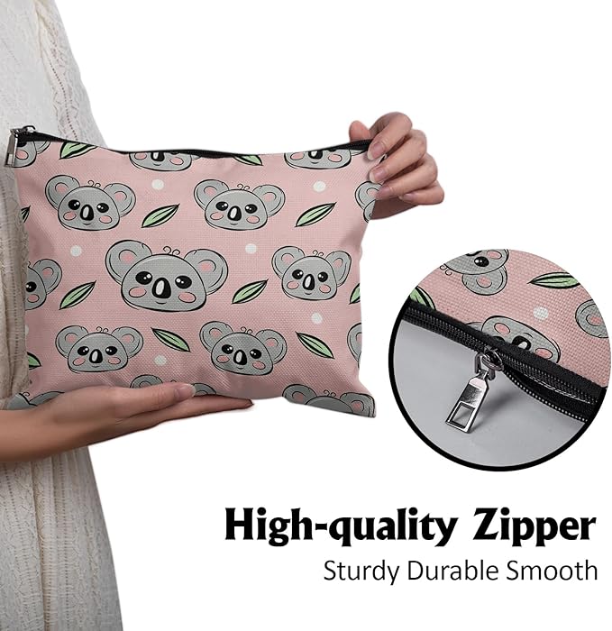 Cafl Cute Koala Face Makeup Bag Koala Cosmetic Bag for Women Large Capacity Make Up Bag Portable Travel Toiletry Pouch Organizer 10 * 8inch