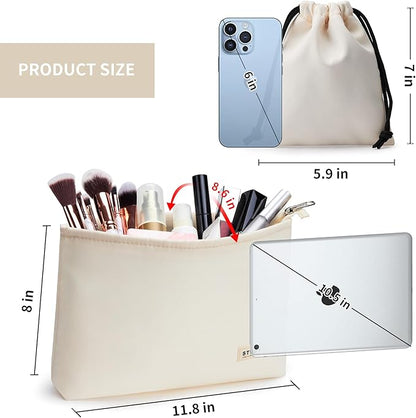 WLLWOO WLLWOO 2pcs Travel Make Up Bags-Cosmetic Bag Nylon Waterproof Large Wide Zipper Coin Purse Travel Toiletry Small Makeup Pouch For Women
