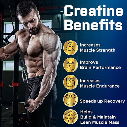 Creatine Monohydrate Gummies for Men & Women, Create Creatine Pre-Workout Gummies, Taurine&B6, Increase Strength, Energy & Endurance Chewable Supplements, 5g Per Serving, Organic (2 Packs)