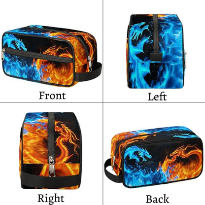 Dragon Water Fire Hanging Toiletry Bag,Travel Hygiene Kits for Boys Mens,Waterproof Makeup Carry-on Bags,Cosmetic Bag,TSA Approved Shave Dopp Kit for Toiletries Shower Bathroom Accessories Gifts