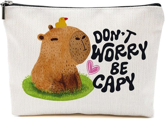 Funny Capybara Makeup Bag, Capybara Gifts for Women, Capybara Lovers Cosmetic Bag Travel Organizer Bags Makeup Pouch, Capybara Stuff Animal Lovers Gifts for Girls Sister Christmas birthday Gifts
