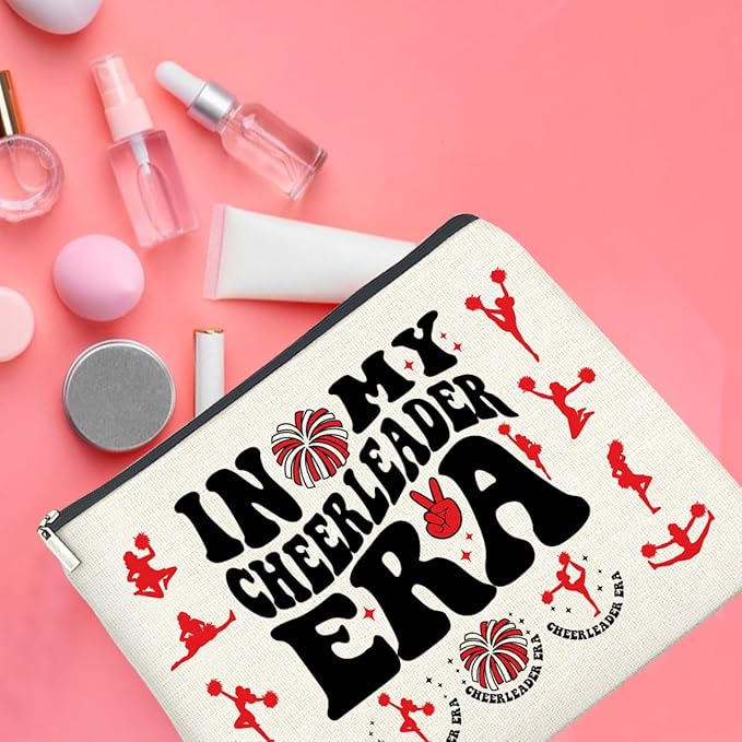 Cheerleader Gifts Makeup Bag Cheerleading Team Gifts for Women Cheerleader in My Cheerleader Era Zipper Makeup Pouch