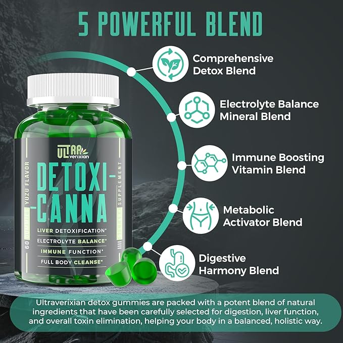 Detox Cleanse Gummies - Liver, Gut, Kidney Cleanse Detox & Repair, Rapid & Effective Full Body Cleanse Best for Women and Men with Milk Thistle - Natural Plant-Based Detox Supplement, 120 Gummies