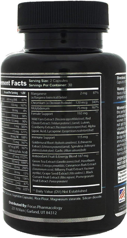 Women's Daily Super Multi-Vitamin for Women - 180 Ct Blend of Vitamins, Minerals, Plus Herbs for Energy, Focus, and Womens Health