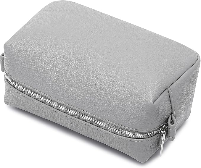 PU leather Organizer Bag Lightweight Cosmetic Bag with Ring Clasp Perfect Travel Makeup Bag for Women (Shark Gray/PU)
