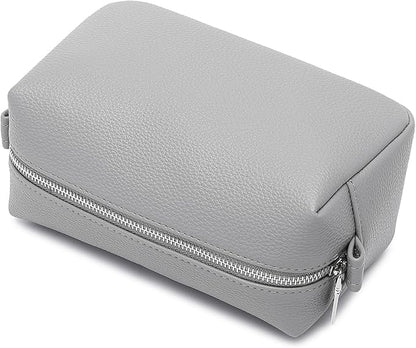 PU leather Organizer Bag Lightweight Cosmetic Bag with Ring Clasp Perfect Travel Makeup Bag for Women (Shark Gray/PU)