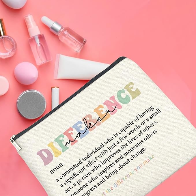 Difference Maker Makeup Bag Thank You Gifts for Mentor Leader Coach Boss Manager Leaving Retirement New Job Going Away, Difference Maker Gifts Cosmetic Bag Zipper Makeup Pouch