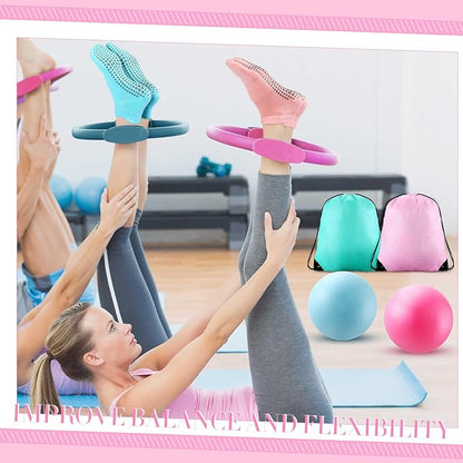 Poen 14 Pcs Pilates Ring and Ball Set 8 Resistance
